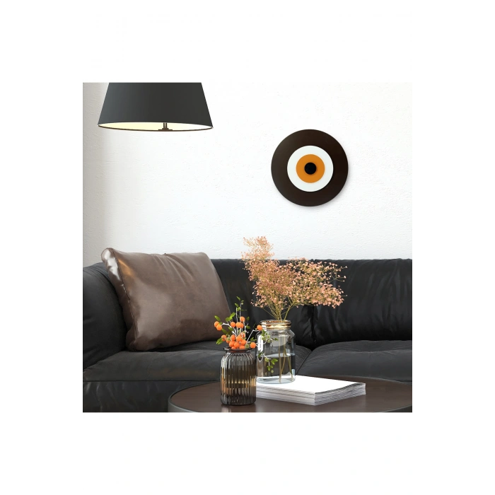 Minimalist Koyu Kahve Nazar Boncuğu El Yapımı Ahşap Büyük Nazarlık 20 Cm Hediyelik Eşya