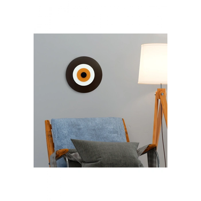 Minimalist Koyu Kahve Nazar Boncuğu El Yapımı Ahşap Büyük Nazarlık 20 Cm Hediyelik Eşya
