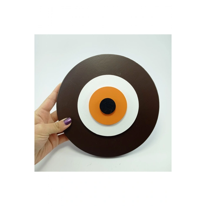 Minimalist Koyu Kahve Nazar Boncuğu El Yapımı Ahşap Büyük Nazarlık 20 Cm Hediyelik Eşya