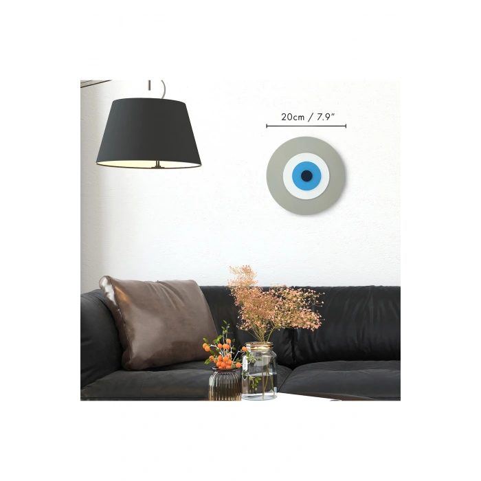Minimalist Kanvas Nazar Boncuğu El Yapımı Ahşap Büyük Nazarlık 20 Cm Hediyelik Eşya