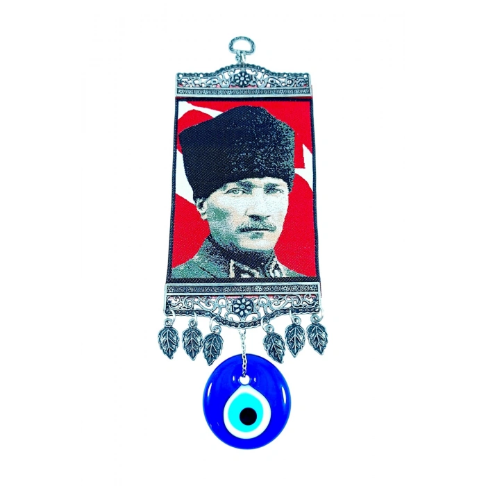 Büyük Mustafa Kemal Atatürk Resimli Cam Nazar Boncuğu Duvar Dekorasyon Süsü Hediyelik
