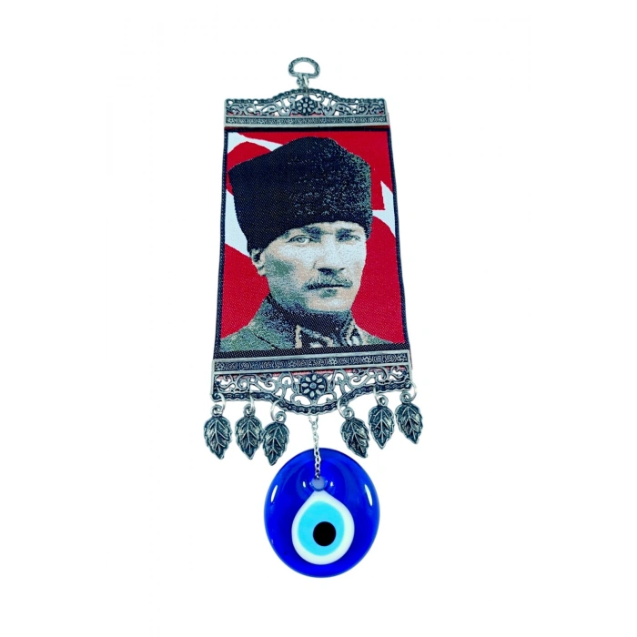 Büyük Mustafa Kemal Atatürk Resimli Cam Nazar Boncuğu Duvar Dekorasyon Süsü Hediyelik