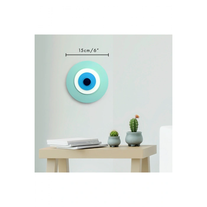 Minimalist Küf Yeşili Nazar Boncuğu El Yapımı Ahşap Büyük Nazarlık 15 Cm Hediyelik Eşya