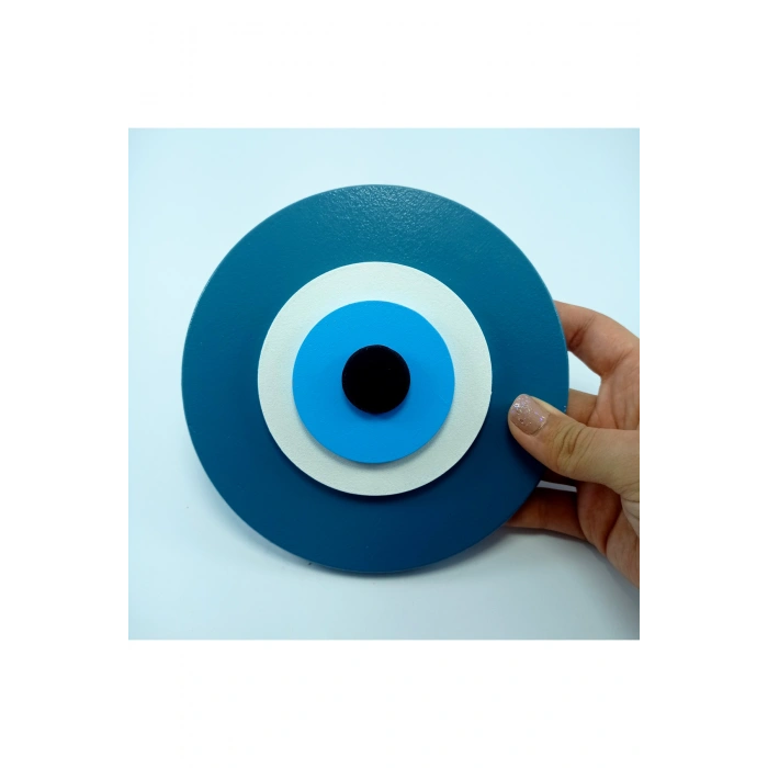Minimalist Göl Ormanı Nazar Boncuğu El Yapımı Ahşap Büyük Nazarlık 15 Cm Hediyelik Eşya