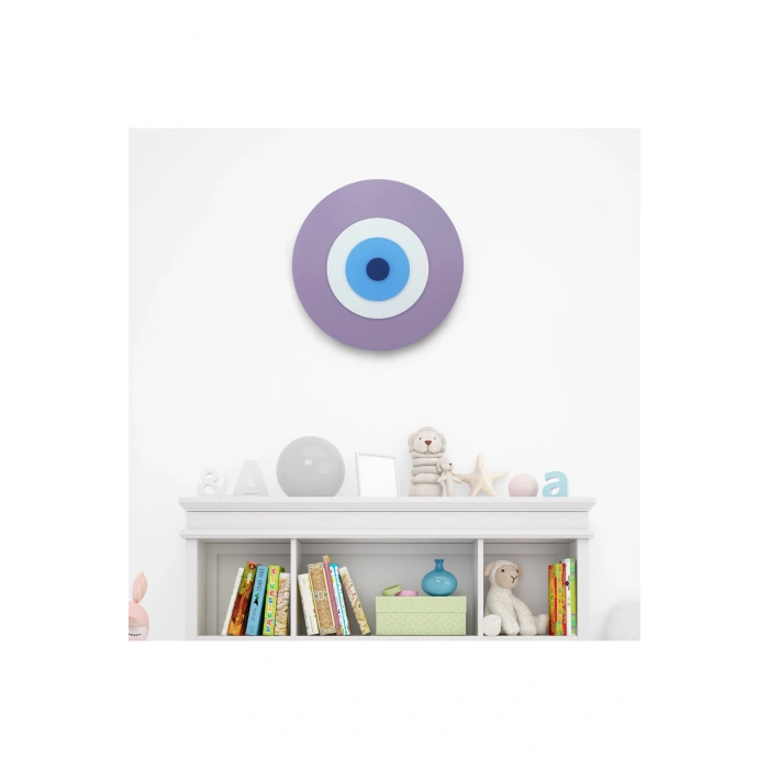Minimalist Ametist Nazar Boncuğu El Yapımı Ahşap Büyük Nazarlık 30 Cm Hediyelik Eşya