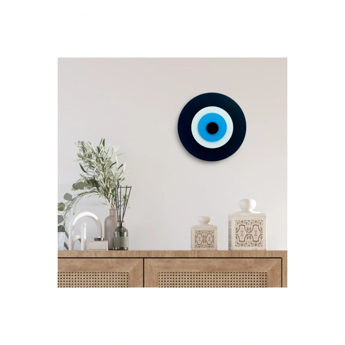 Minimalist Siyah Nazar Boncuğu El Yapımı Ahşap Büyük Nazarlık 15 Cm Hediyelik Eşya
