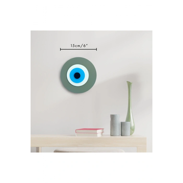 Minimalist Vizon Nazar Boncuğu El Yapımı Ahşap Büyük Nazarlık 15 Cm Hediyelik Eşya