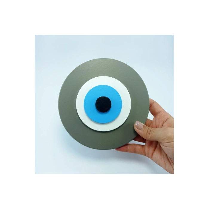 Minimalist Vizon Nazar Boncuğu El Yapımı Ahşap Büyük Nazarlık 15 Cm Hediyelik Eşya