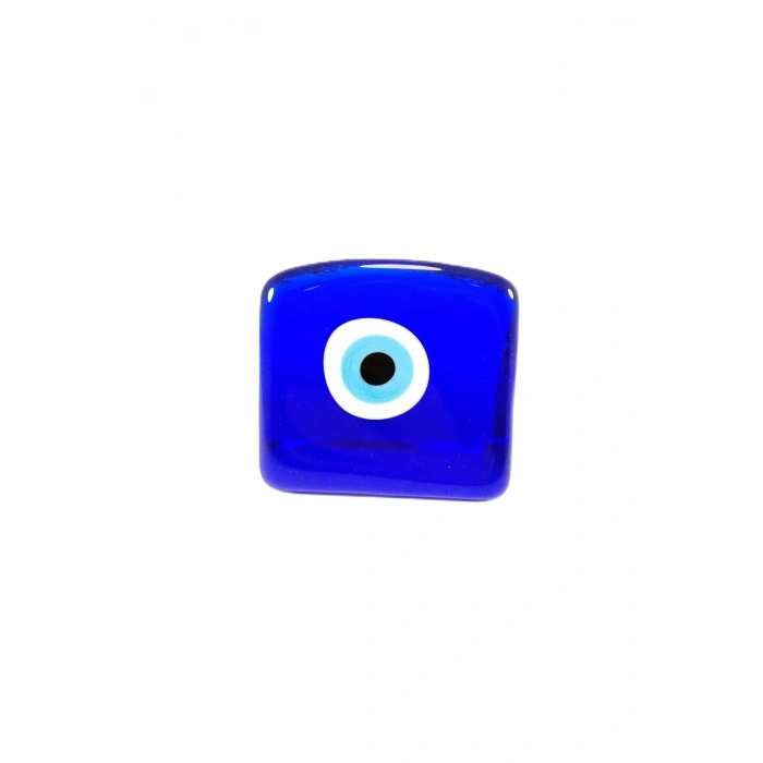 Kare Cam Nazar Boncuğu Üç Boyutlu El Yapımı Masaüstü Dekoru 8x8x4 Cm