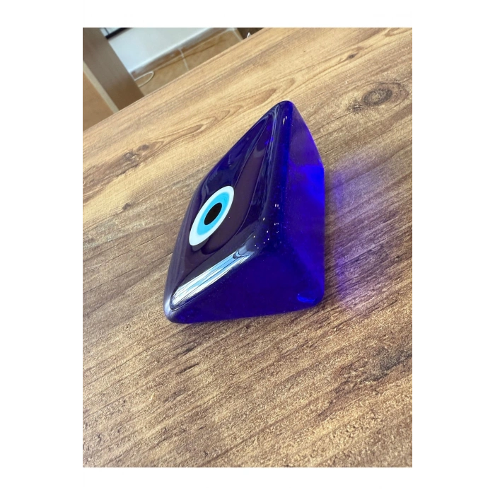 Kare Cam Nazar Boncuğu Üç Boyutlu El Yapımı Masaüstü Dekoru 8x8x4 Cm
