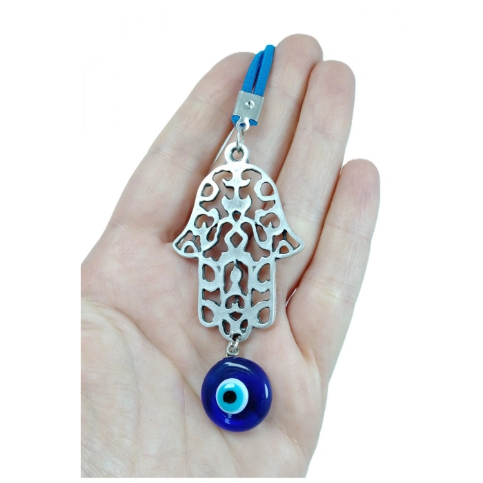 Metal Fatma Ana Eli Nazar Boncuğu Araba Dikiz Ayna Süsü El Yapımı Aksesuar, Yeni Araba Hediyesi