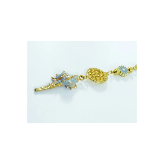 Yeni Araba Hediyesi, Pastel Mint Yeşili Metal Deniz Kabuğu Yaşam Çiçeği Dikiz Ayna Süsü