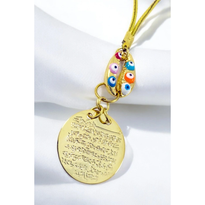 Metal Renkli Deniz Kabuğu Metal Ayetel Kürsi Araba Dikiz Ayna Süsü, Gold Renkli
