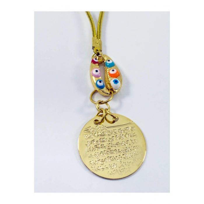 Metal Renkli Deniz Kabuğu Metal Ayetel Kürsi Araba Dikiz Ayna Süsü, Gold Renkli