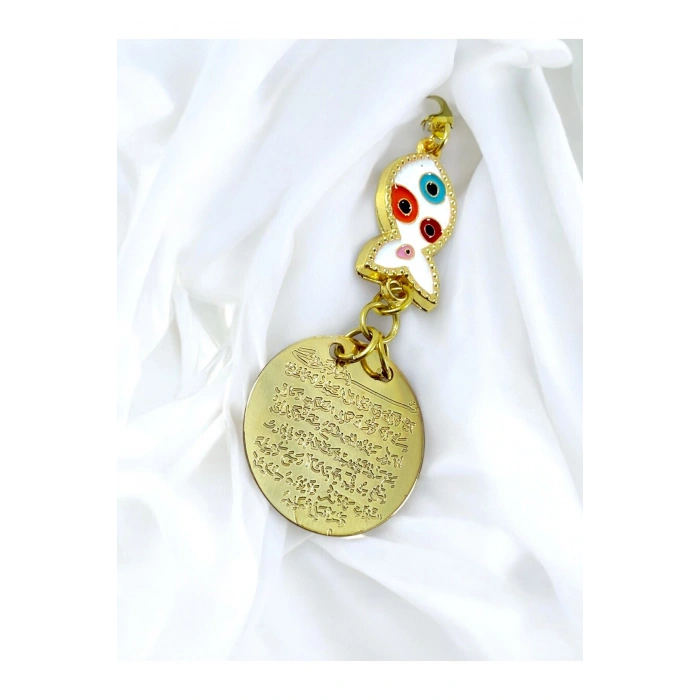 Beyaz Balık Gold Metal Ayetel Kürsi Araba Dikiz Ayna Süsü, Yeni Araba Hediyesi