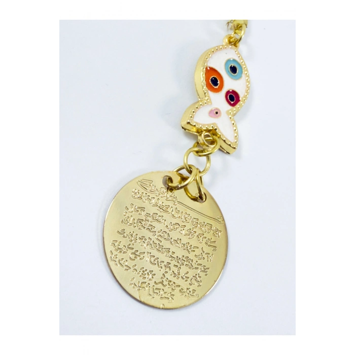 Beyaz Balık Gold Metal Ayetel Kürsi Araba Dikiz Ayna Süsü, Yeni Araba Hediyesi