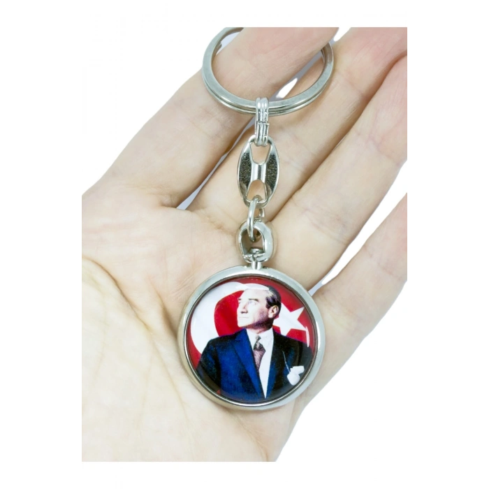 Renkli Atatürk Anahtarlık, Çift Taraflı Bombeli