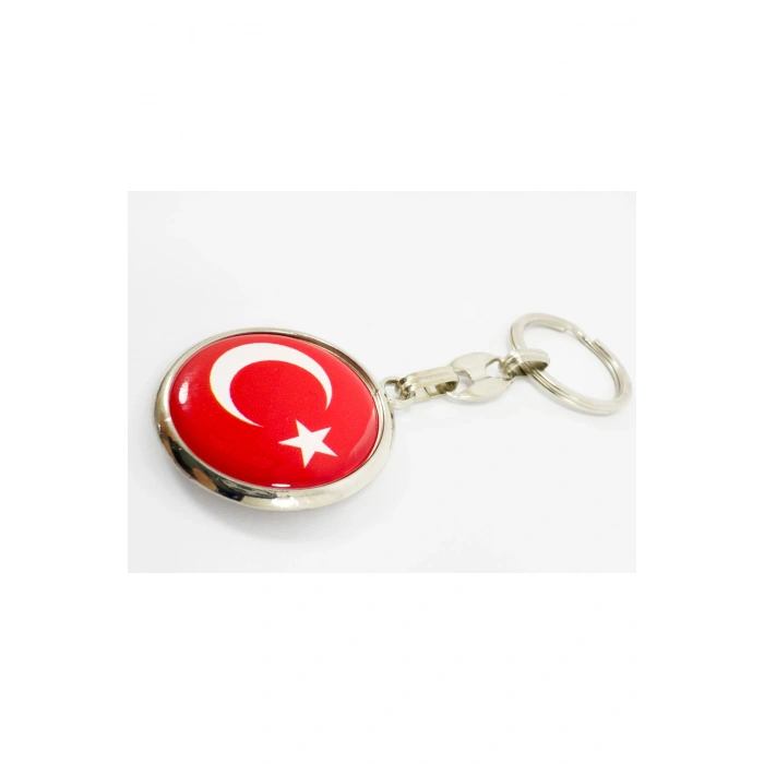 Türk Bayrağı Kırmızı Anahtarlık, Çift Taraflı Bombeli