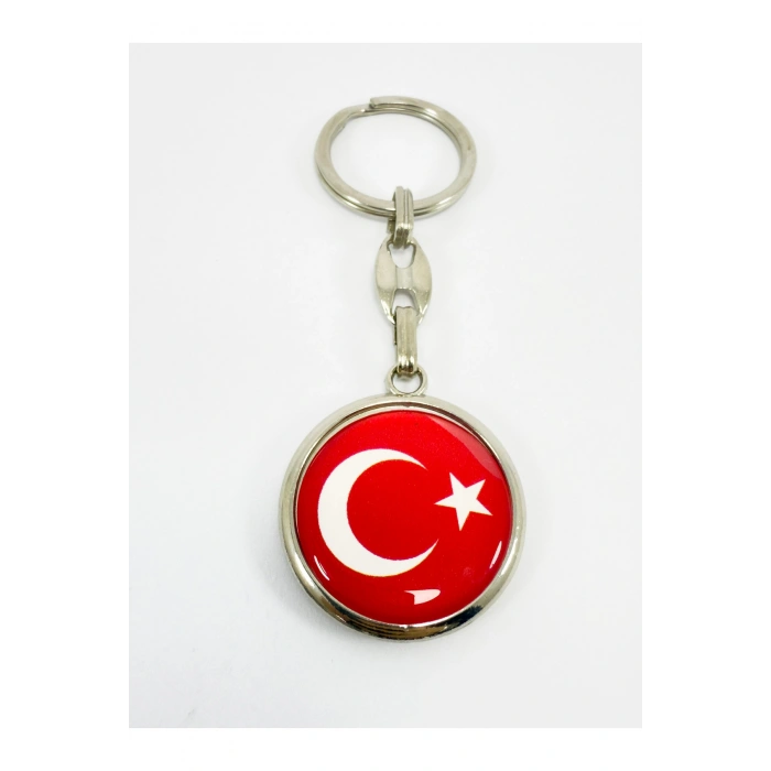 Türk Bayrağı Kırmızı Anahtarlık, Çift Taraflı Bombeli