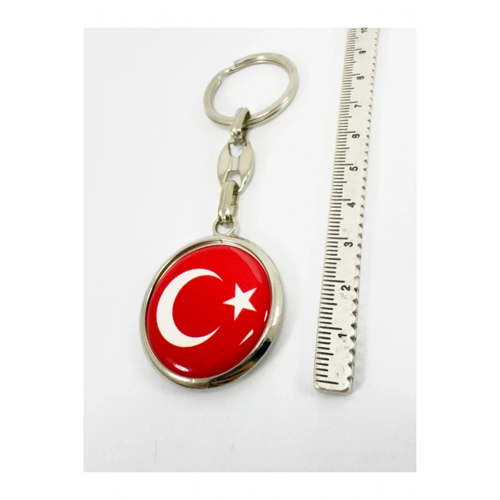 Türk Bayrağı Kırmızı Anahtarlık, Çift Taraflı Bombeli