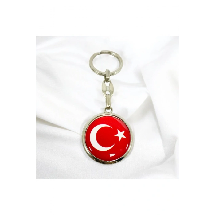 Türk Bayrağı Kırmızı Anahtarlık, Çift Taraflı Bombeli