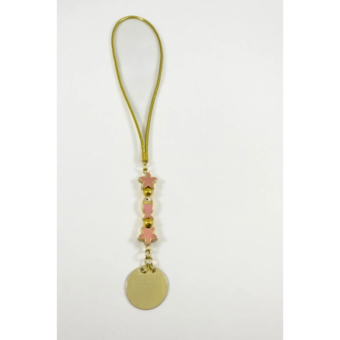 Pembe Lotus Çiçeği Balıklı Metal Ayetel Kürsi Altın Renkli Araba Dikiz Ayna Süsü