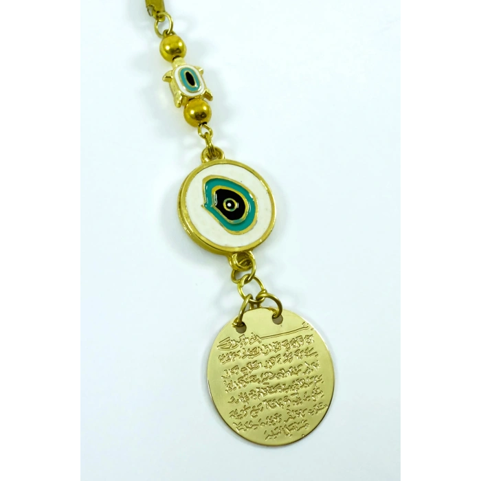 Küçük Kaplumbağa Nazarlı Metal Ayetel Kürsi Araba Dikiz Ayna Süsü, Yeni Araba Hediyesi