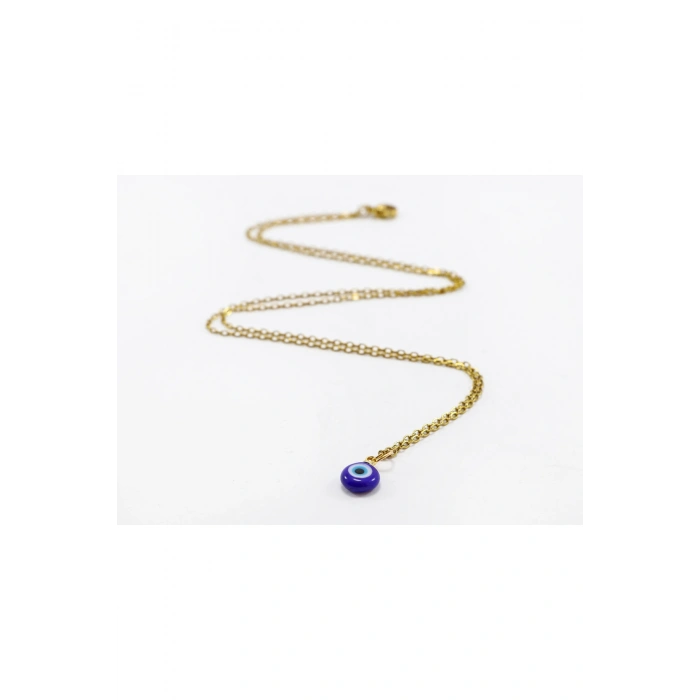 Minimal Lacivert Cam Nazar Boncuklu Kolye, Hediyelik Kolye (60 cm)
