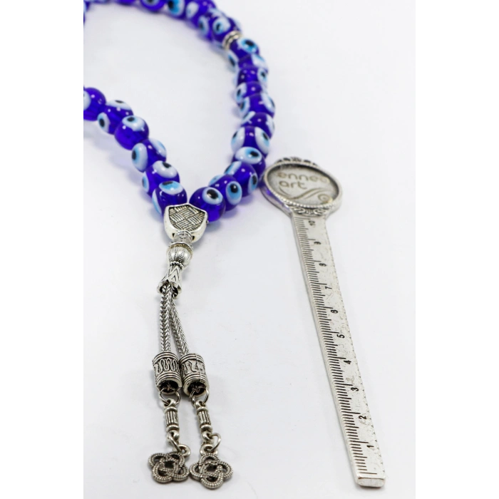 El Yapımı Cam Nazar Boncuklu Salkım Çiçekli Nazar Boncuklu Tesbih
