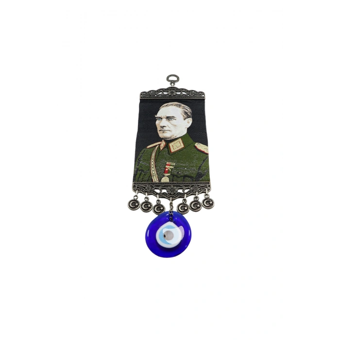 El Yapımı Cam Nazar Boncuklu M. K Atatürk Duvar Süsü, Hediyelik Duvar Süsü