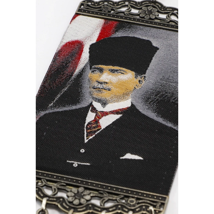 Lacivert El Yapımı Cam Nazar Boncuklu M. K Atatürk Duvar Süsü, Hediyelik Duvar Süsü