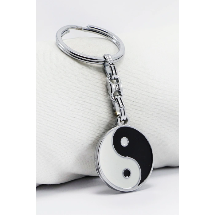 Siyah Beyaz Renkli Yin ile Yang Figürlü Anahtarlık, Hediyelik Anahtarlık