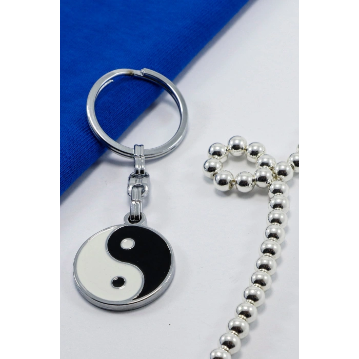 Siyah Beyaz Renkli Yin ile Yang Figürlü Anahtarlık, Hediyelik Anahtarlık