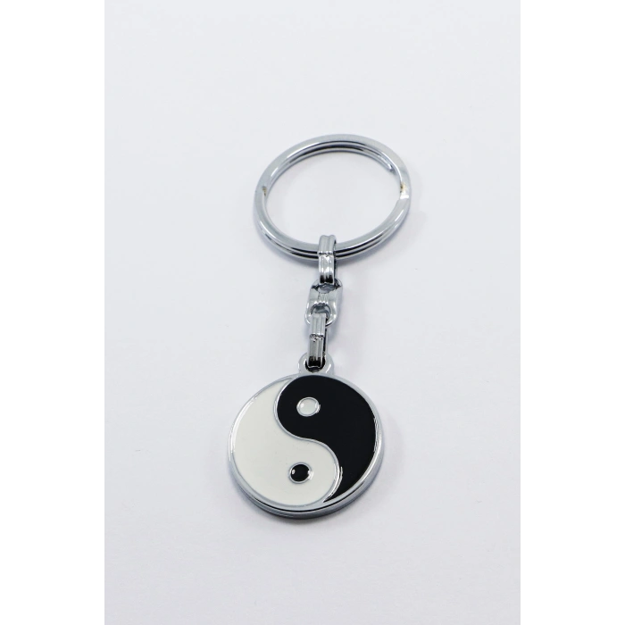 Siyah Beyaz Renkli Yin ile Yang Figürlü Anahtarlık, Hediyelik Anahtarlık