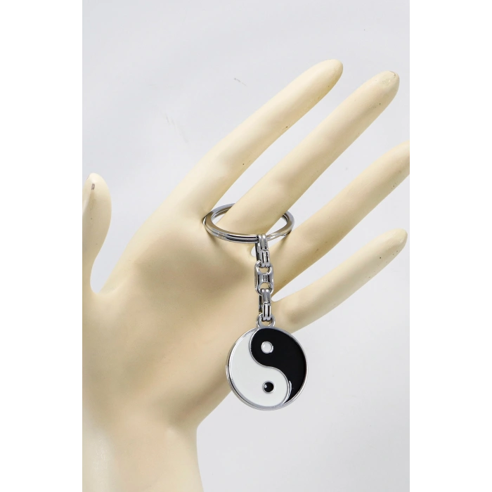 Siyah Beyaz Renkli Yin ile Yang Figürlü Anahtarlık, Hediyelik Anahtarlık