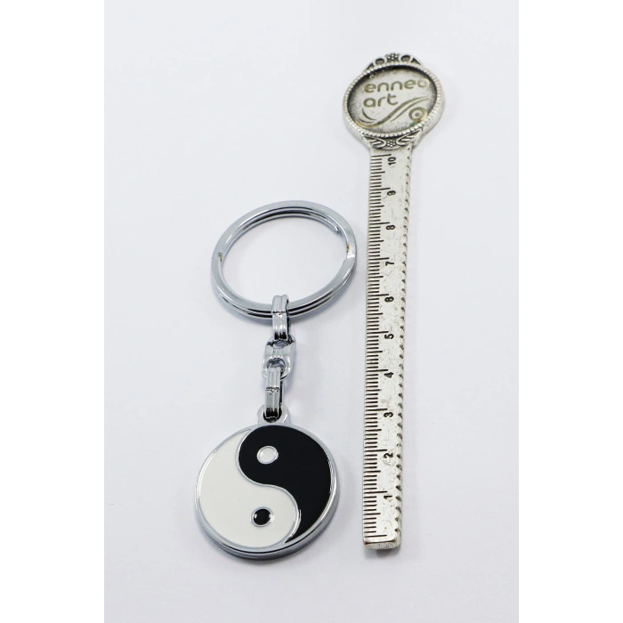 Siyah Beyaz Renkli Yin ile Yang Figürlü Anahtarlık, Hediyelik Anahtarlık