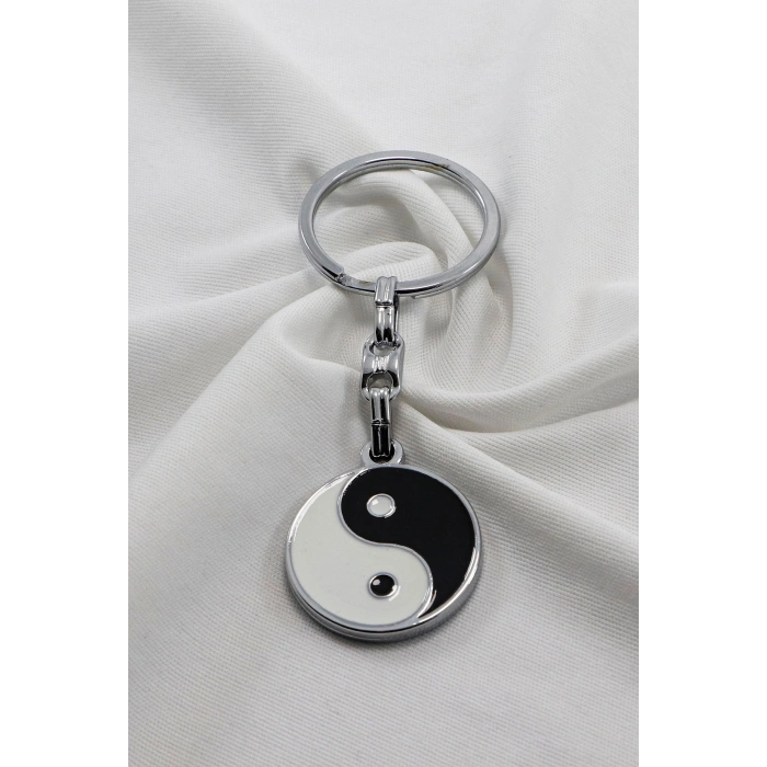 Siyah Beyaz Renkli Yin ile Yang Figürlü Anahtarlık, Hediyelik Anahtarlık
