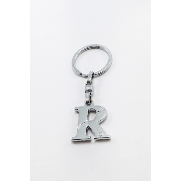 Gümüş Renkli Metal R Harfi Anahtarlık / Harfli Çanta Süsü