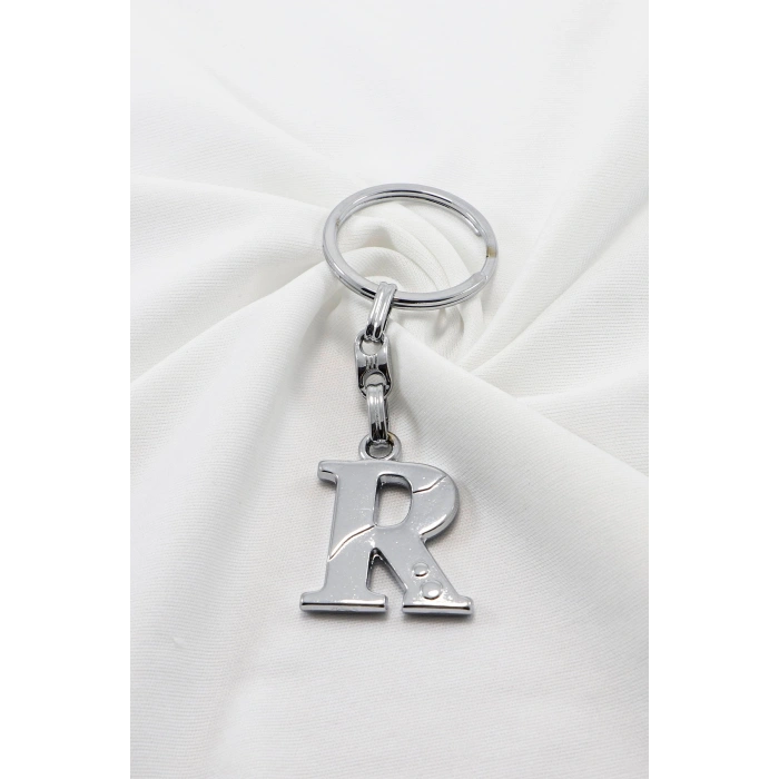 Gümüş Renkli Metal R Harfi Anahtarlık / Harfli Çanta Süsü