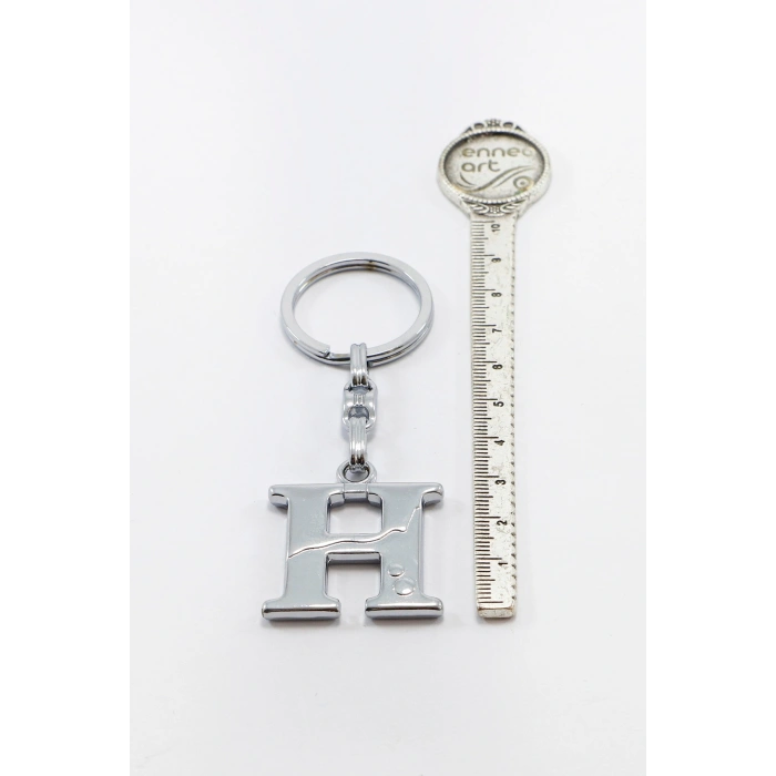 Gümüş Renkli Metal H Harfi Anahtarlık / Harfli Çanta Süsü