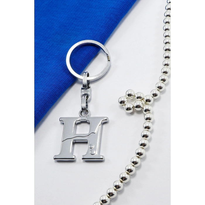Gümüş Renkli Metal H Harfi Anahtarlık / Harfli Çanta Süsü