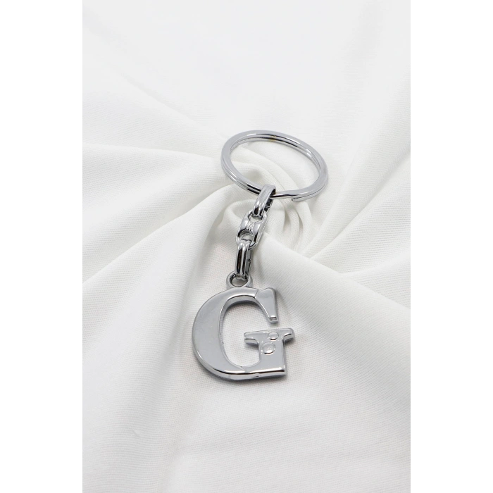 Gümüş Renkli Metal G Harfi Anahtarlık / Harfli Çanta Süsü