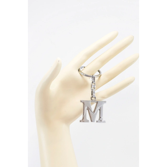 Gümüş Renkli Metal M Harfi Anahtarlık / Harfli Çanta Süsü