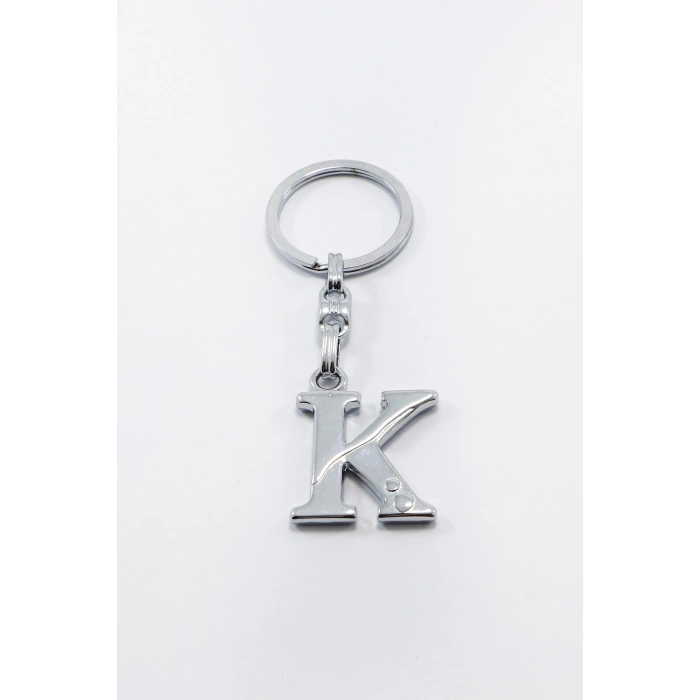 Gümüş Renkli Metal K Harfi Anahtarlık / Harfli Çanta Süsü