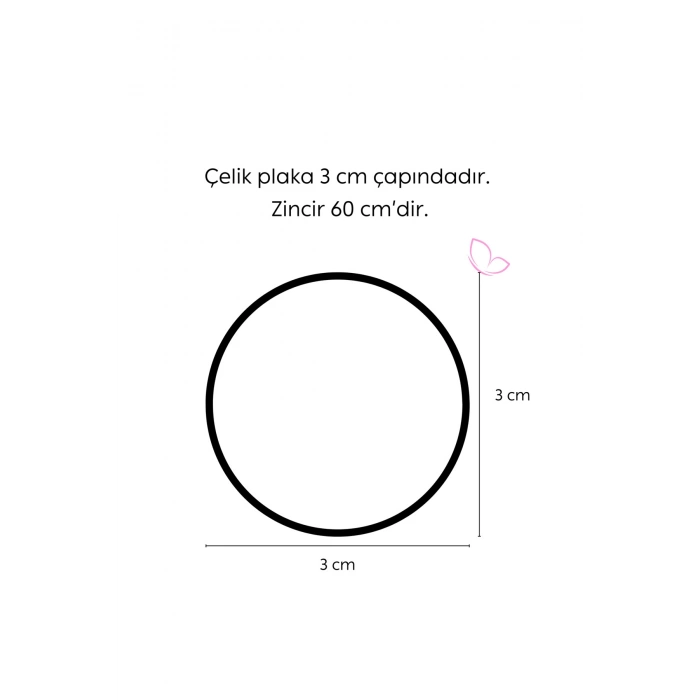 Siyah Çift Taraflı Çelik Kolye Ön Yüzünde Ayetel Kürsi Arka Yüzünde Dört Kul Yazılı Kolye (3 cm)