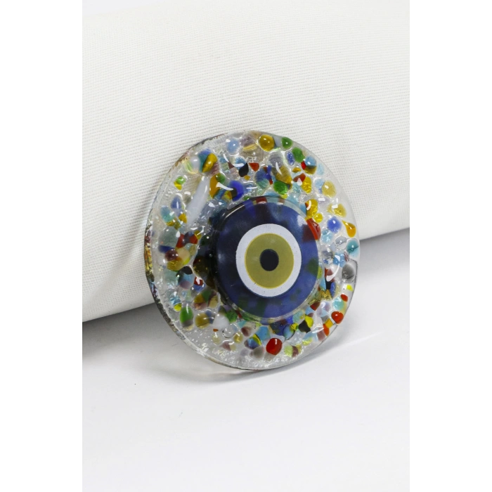 El Yapımı Kırıntılı Cam Nazar Boncuklu Magnet, Hediyelik Mıknatıslı Dolap Süsü