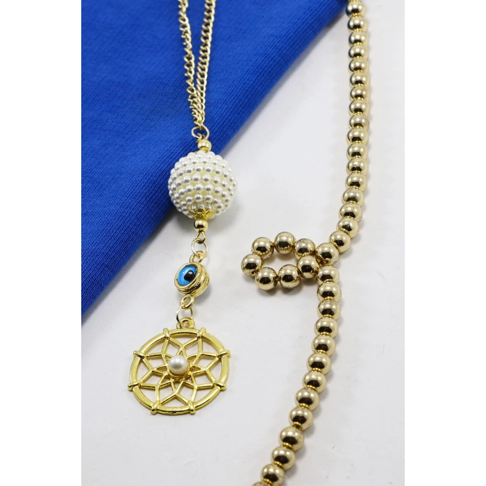İncili Böğürtlen Nazarlı Düş Kapanı Gold Dikiz Ayna Süsü, Yeni Araba Hediyesi