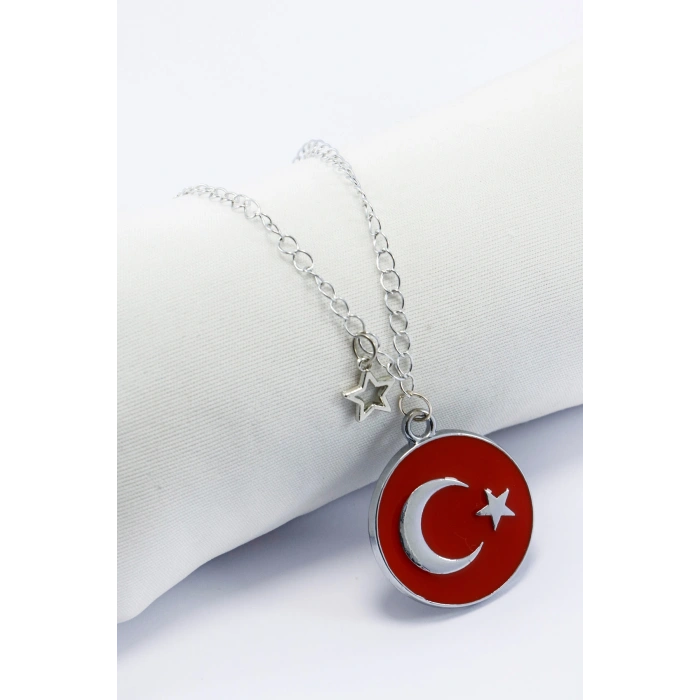 Metal Kırmızı Türk Bayrağı Yıldızlı Zincirli Araba Dikiz Ayna Süsü, Yeni Araba Hediyesi