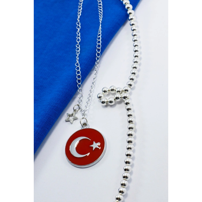 Metal Kırmızı Türk Bayrağı Yıldızlı Zincirli Araba Dikiz Ayna Süsü, Yeni Araba Hediyesi