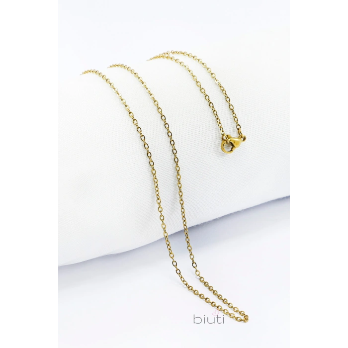 316L Paslanmaz Çelik Zincir Gold Renkli 60cm, Yedek İnce Zincir